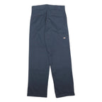 DICKIES Mens Cotton Blend Navy Blue Loose Straight Leg Trousers W32 L34 Workwear