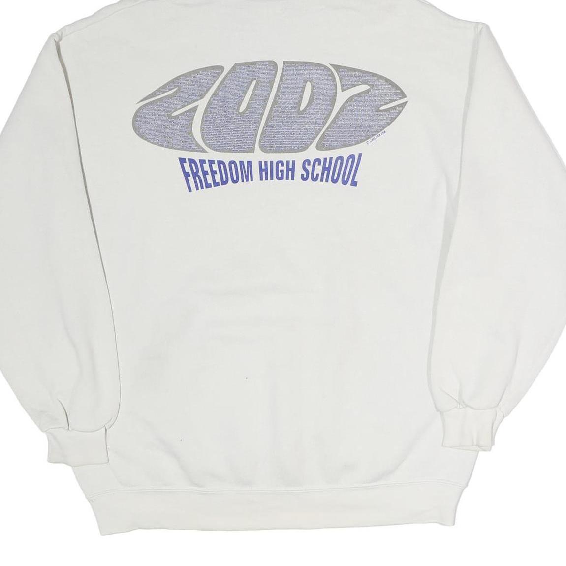 LEE Mens White Freedom High School Hoodie L Cotton Pullover 2007 Print