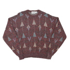 MCGREGOR Mens Red Patterned Jumper Crew Neck Wool Blend L Casual Knitwear