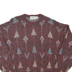 MCGREGOR Mens Red Patterned Jumper Crew Neck Wool Blend L Casual Knitwear