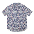NAUTICA Mens Blue Floral Cotton Blend Shirt L Casual Summer Short Sleeve