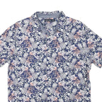 NAUTICA Mens Blue Floral Cotton Blend Shirt L Casual Summer Short Sleeve