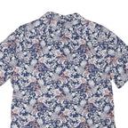 NAUTICA Mens Blue Floral Cotton Blend Shirt L Casual Summer Short Sleeve