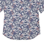 NAUTICA Mens Blue Floral Cotton Blend Shirt L Casual Summer Short Sleeve