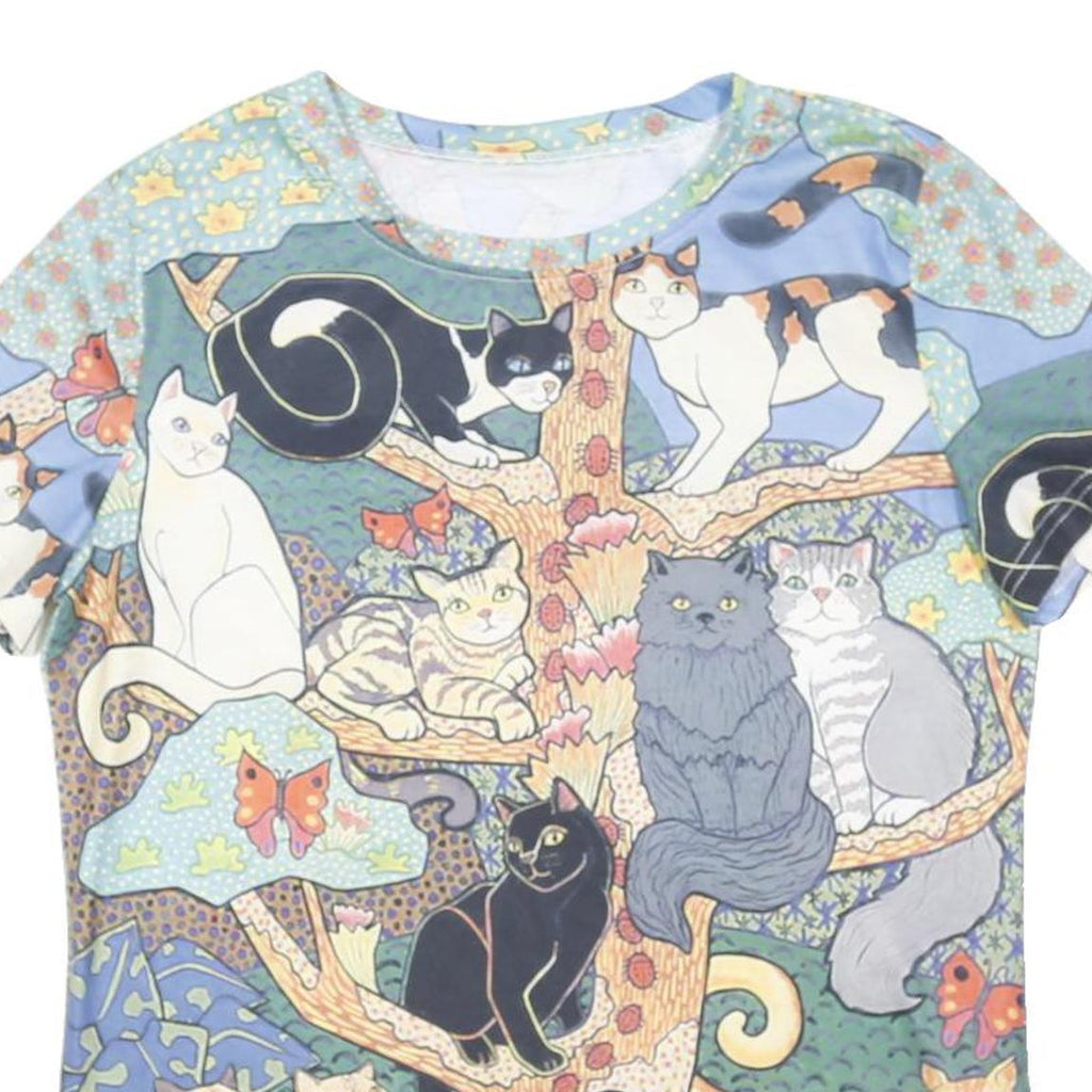 EMERY ROSE Womens Multi Colour Cat Print Modern T-Shirt M Short Sleeve Crew Neck