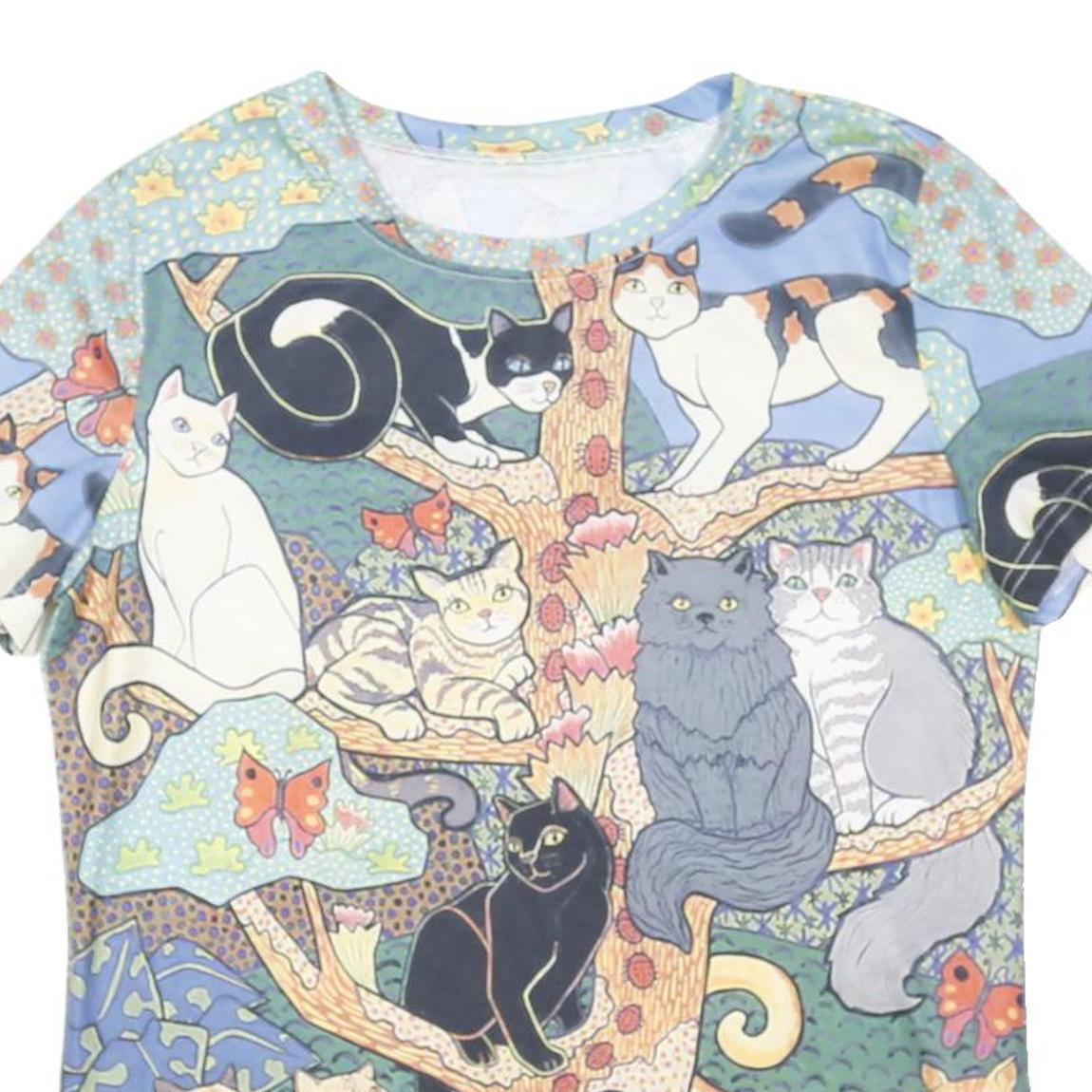 EMERY ROSE Womens Multi Colour Cat Print Modern T-Shirt M Short Sleeve Crew Neck