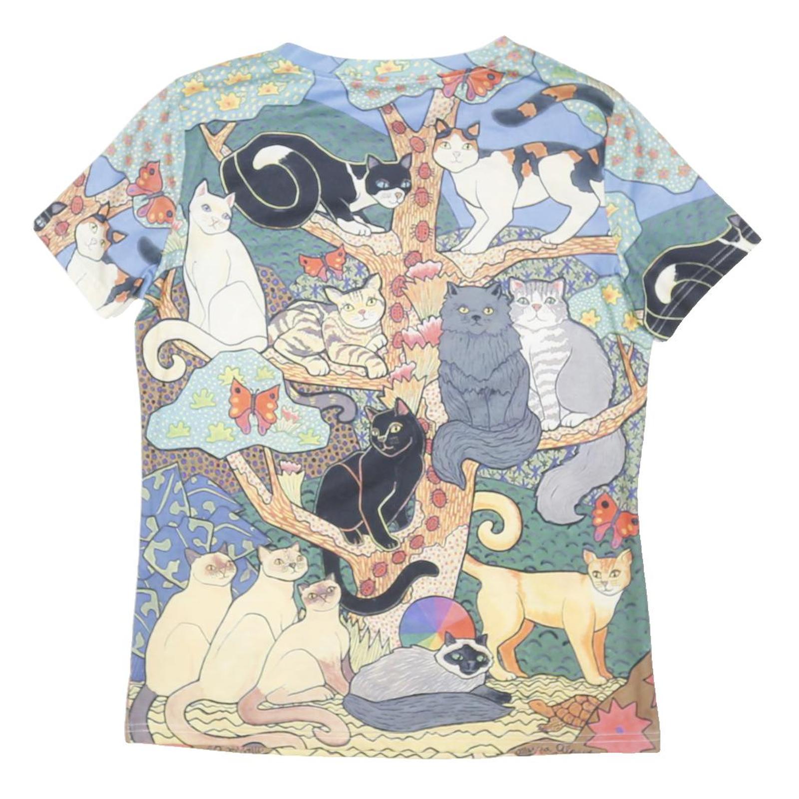 EMERY ROSE Womens Multi Colour Cat Print Modern T-Shirt M Short Sleeve Crew Neck