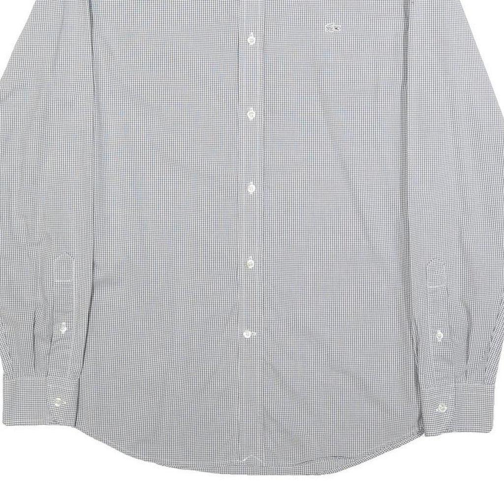 LACOSTE Mens Grey & White Check Shirt S Button-Down Collar Long Sleeve Casual