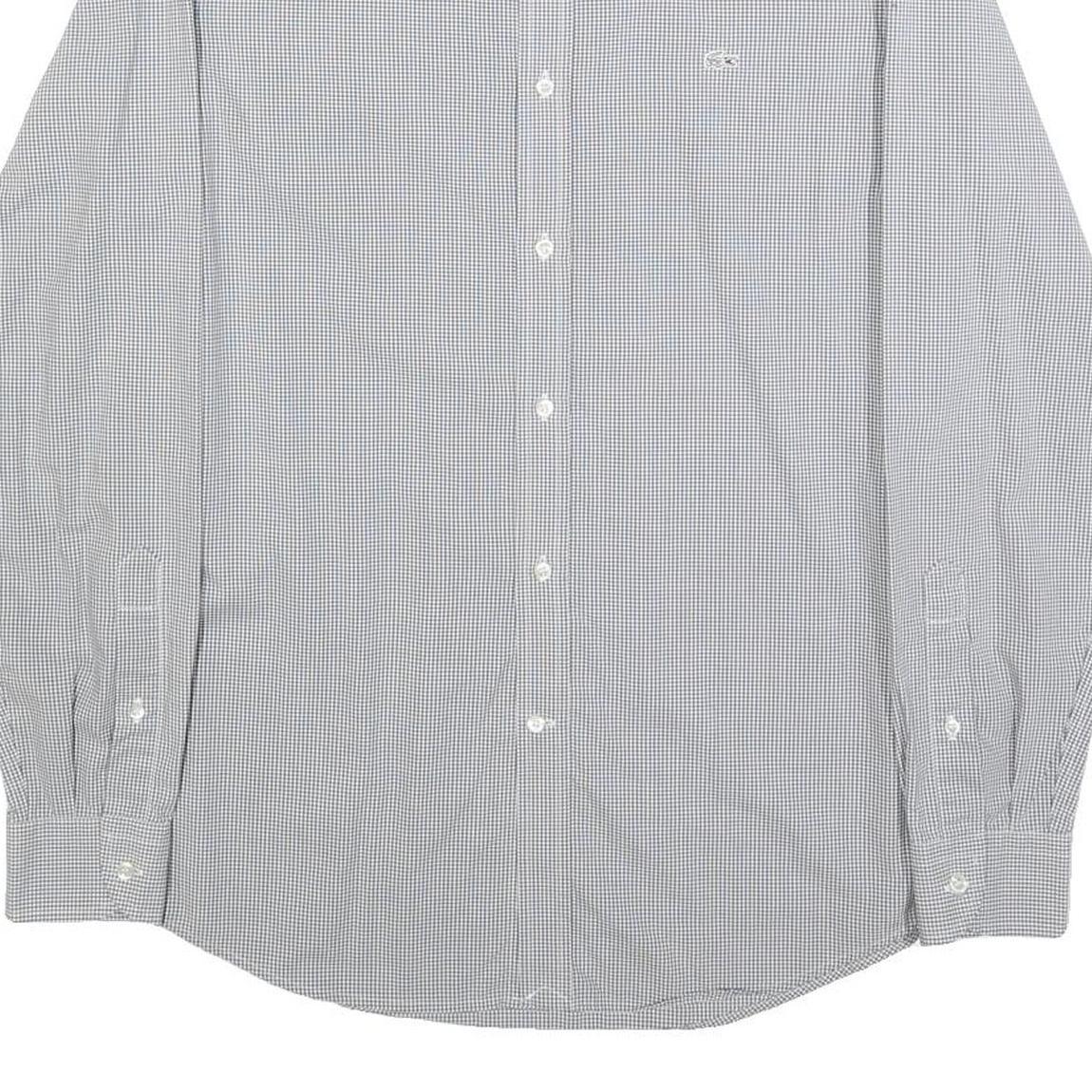 LACOSTE Mens Grey & White Check Shirt S Button-Down Collar Long Sleeve Casual