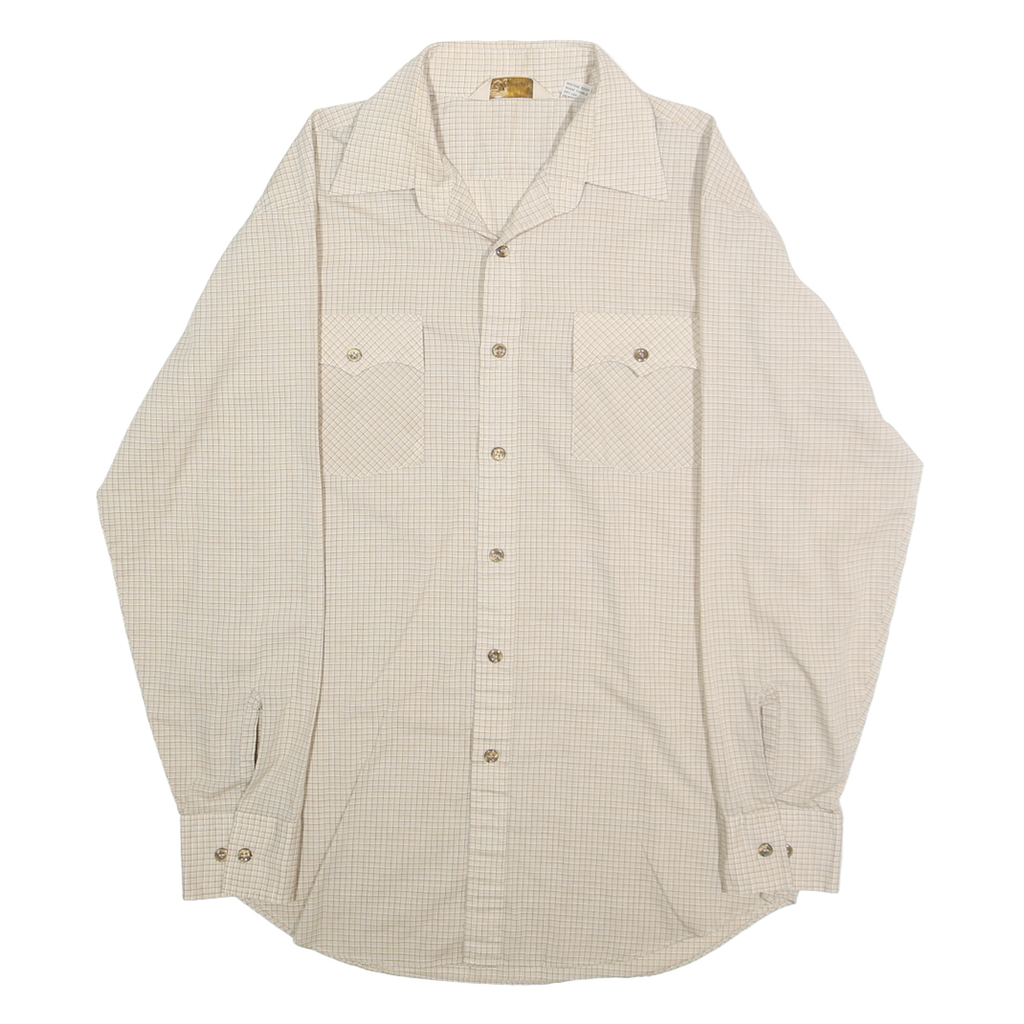 KINGSPORT Mens Beige Check Shirt M Casual Button-Up Long Sleeve Comfortable