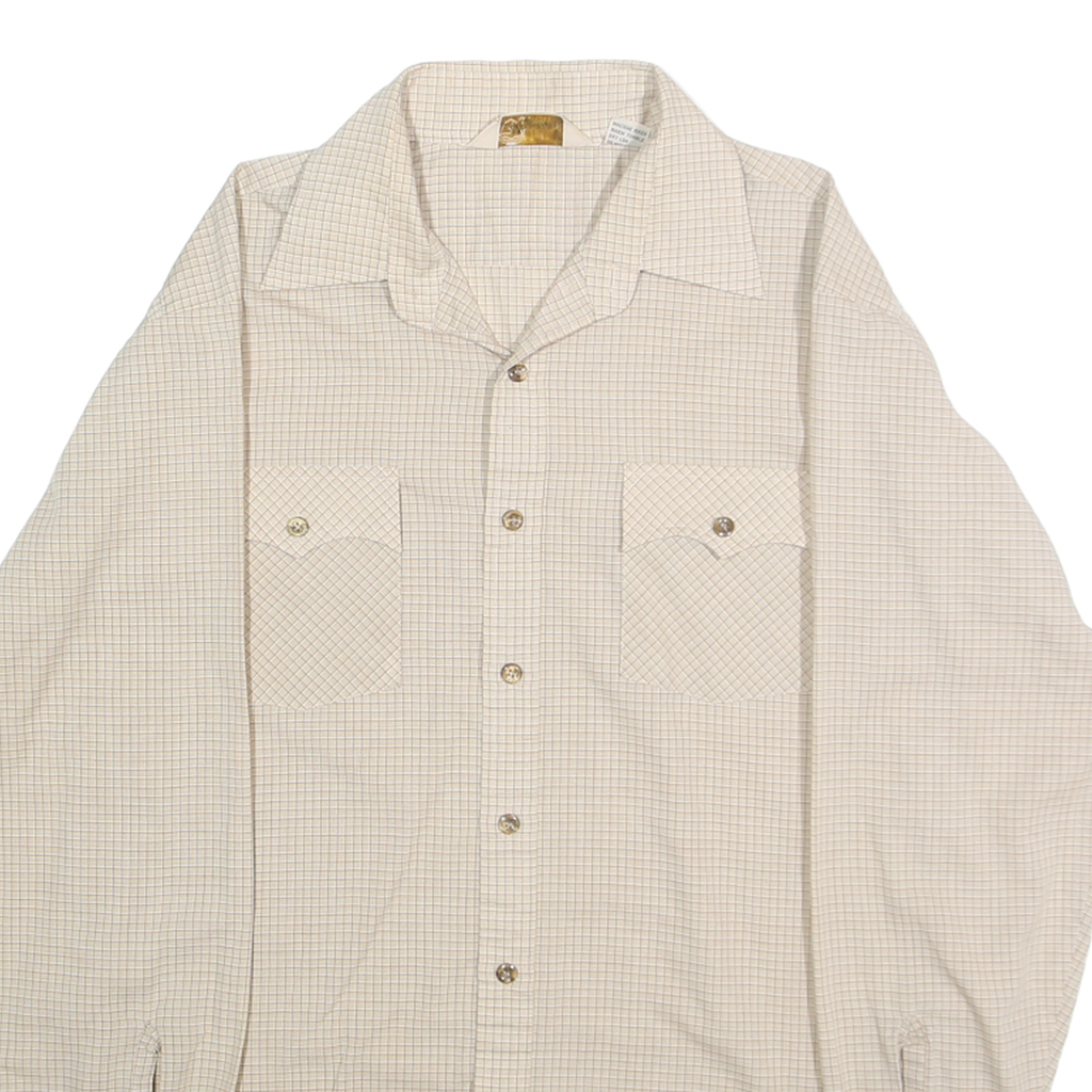 KINGSPORT Mens Beige Check Shirt M Casual Button-Up Long Sleeve Comfortable