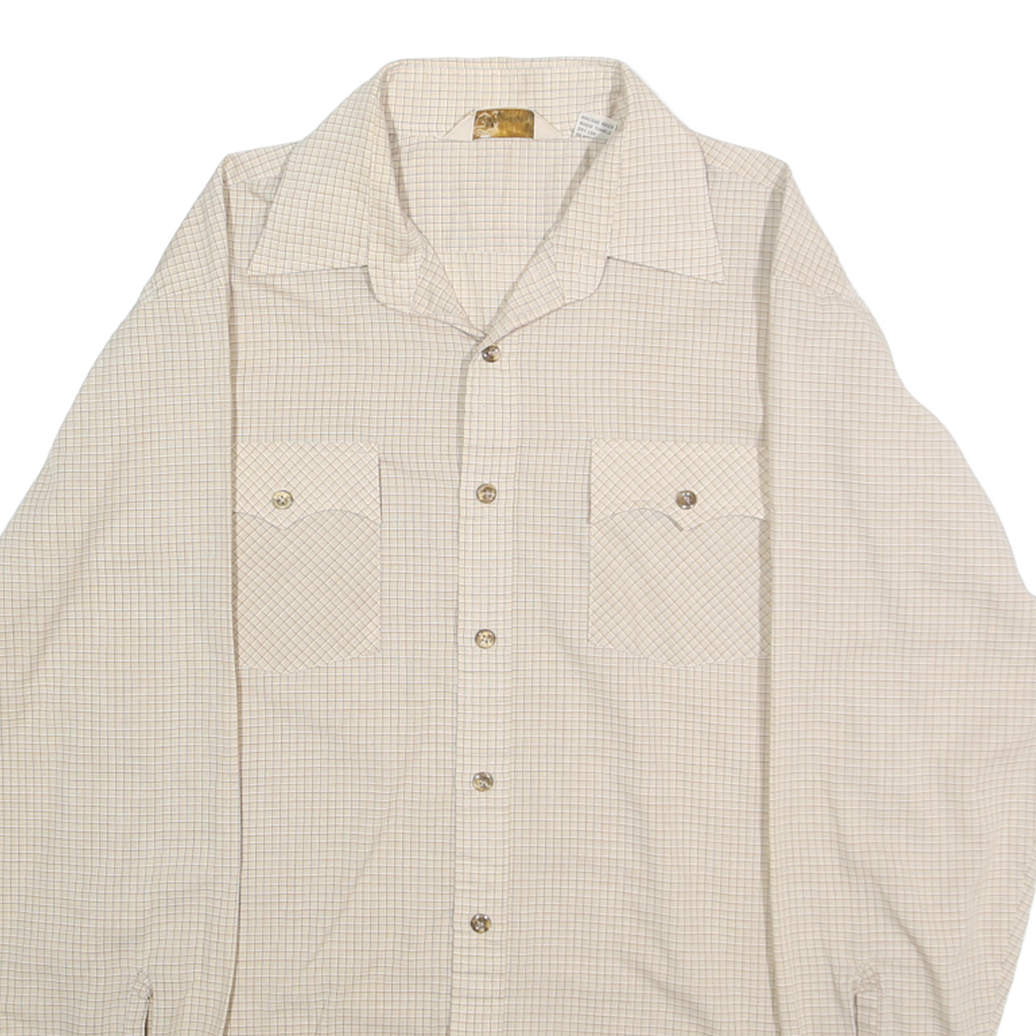 KINGSPORT Mens Beige Check Shirt M Casual Button-Up Long Sleeve Comfortable