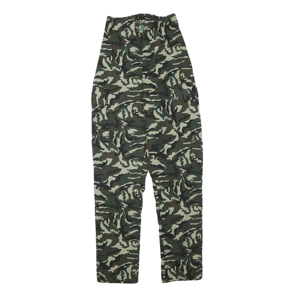 Womens Polyester Blend Green Camouflage Relaxed Straight Trousers W22 L28