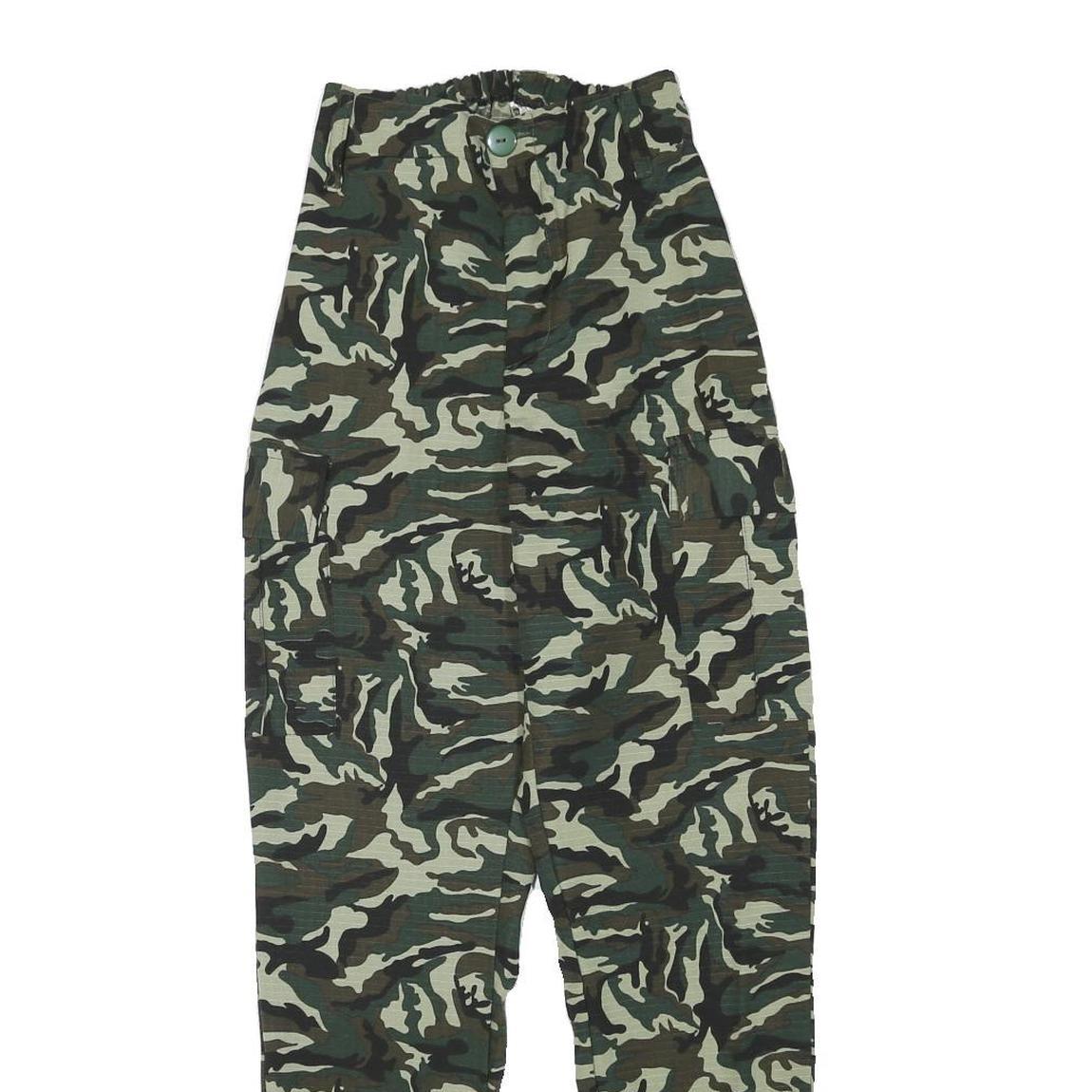 Womens Polyester Blend Green Camouflage Relaxed Straight Trousers W22 L28