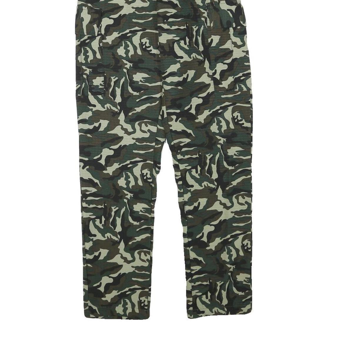 Womens Polyester Blend Green Camouflage Relaxed Straight Trousers W22 L28