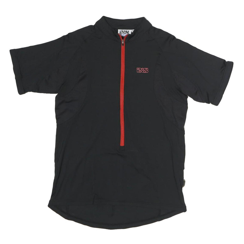 IXS Mens Black & Red Modern T-Shirt S Short Sleeve 1/4 Zip Sports Activewear