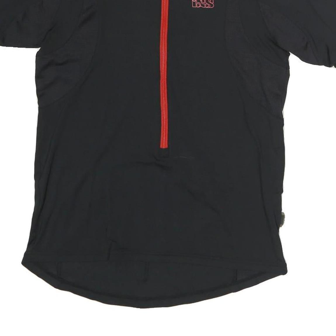 IXS Mens Black & Red Modern T-Shirt S Short Sleeve 1/4 Zip Sports Activewear