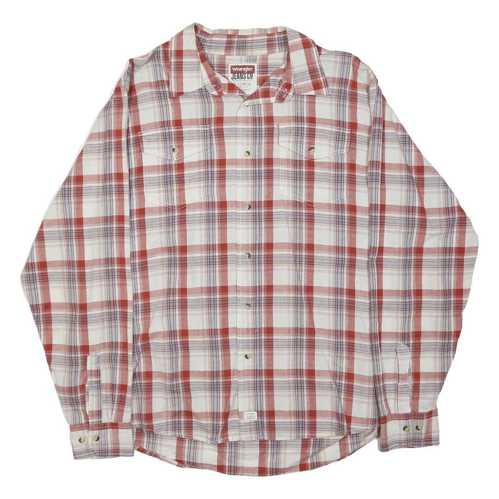 WRANGLER Mens Red & White Check Shirt XL Cotton Blend Casual Button Down