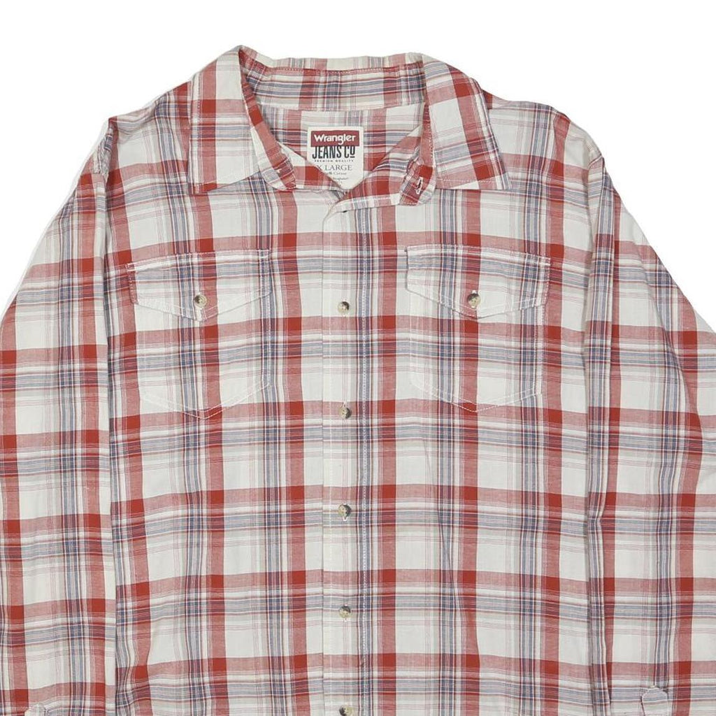 WRANGLER Mens Red & White Check Shirt XL Cotton Blend Casual Button Down