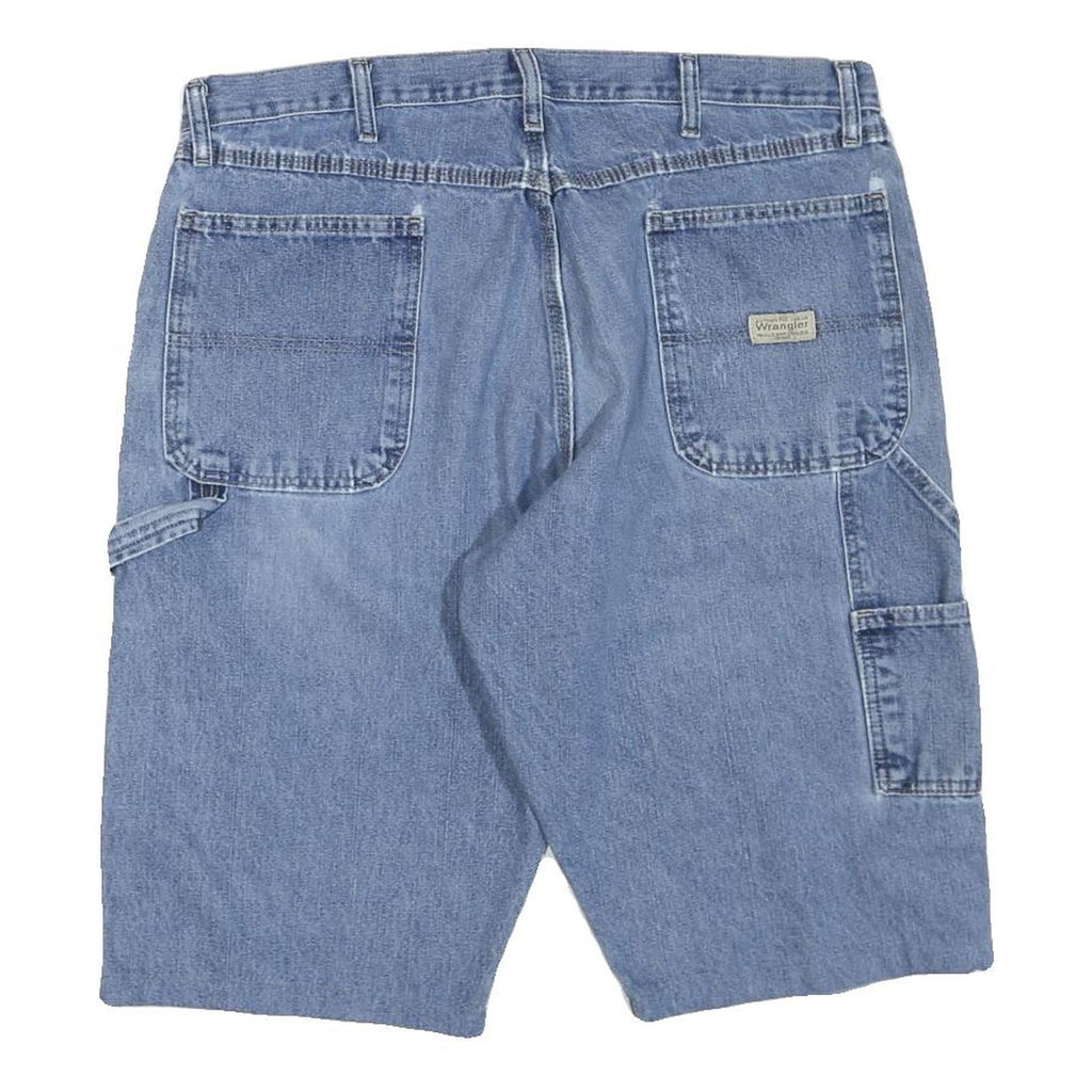 WRANGLER Mens Shorts Blue Casual Denim L W36 Distressed Workwear