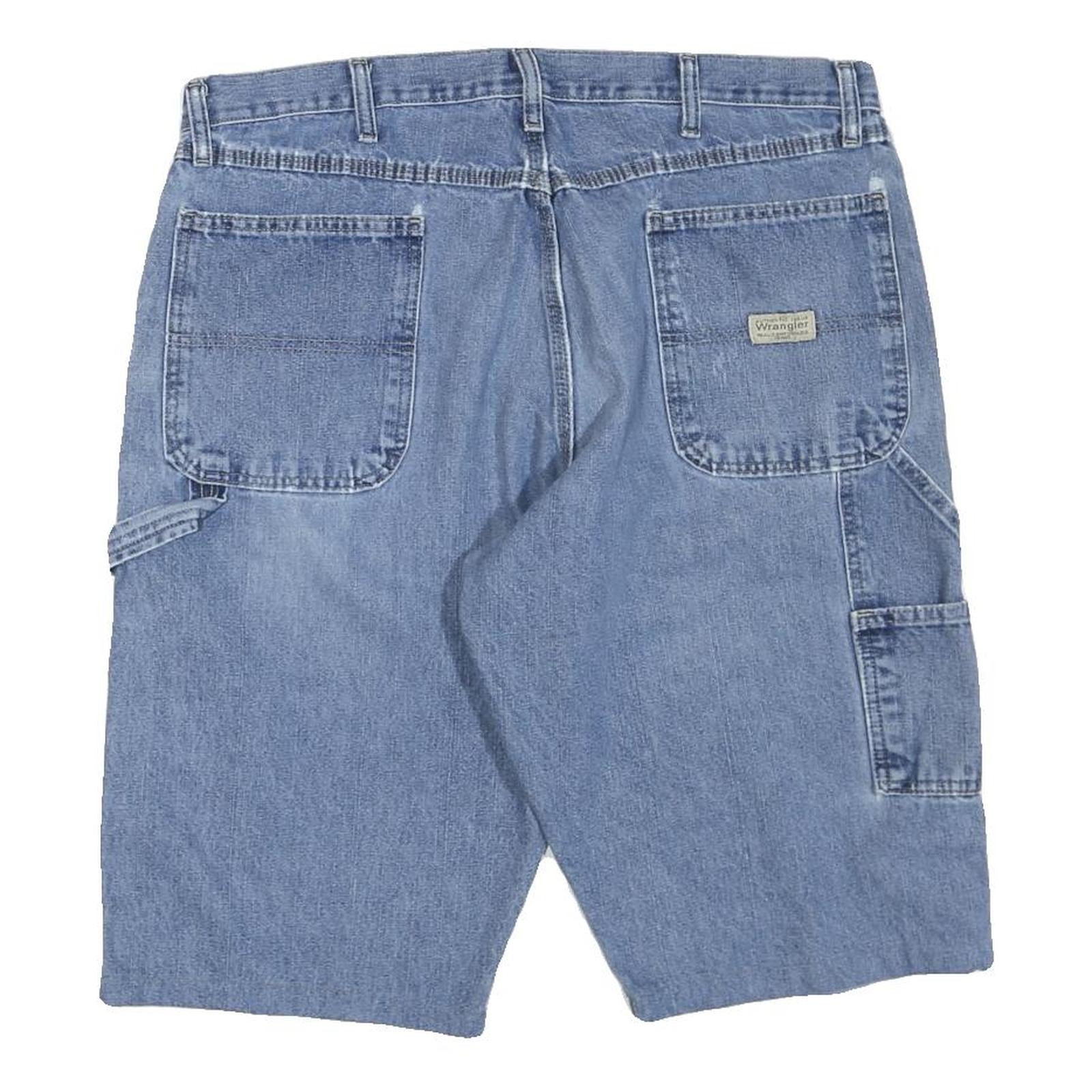 WRANGLER Mens Shorts Blue Casual Denim L W36 Distressed Workwear