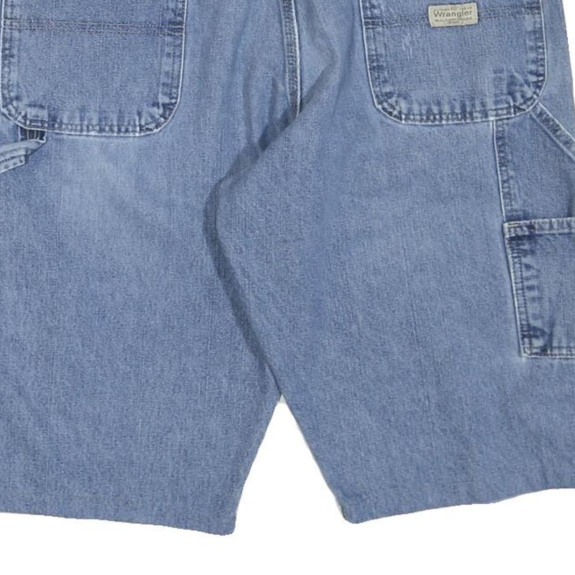 WRANGLER Mens Shorts Blue Casual Denim L W36 Distressed Workwear