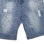 KOROSHI DENIM Mens Shorts Blue XL W38 Distressed Casual Cotton Blend Relaxed Fit