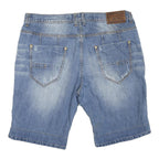 KOROSHI DENIM Mens Shorts Blue XL W38 Distressed Casual Cotton Blend Relaxed Fit