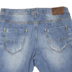 KOROSHI DENIM Mens Shorts Blue XL W38 Distressed Casual Cotton Blend Relaxed Fit