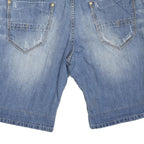 KOROSHI DENIM Mens Shorts Blue XL W38 Distressed Casual Cotton Blend Relaxed Fit