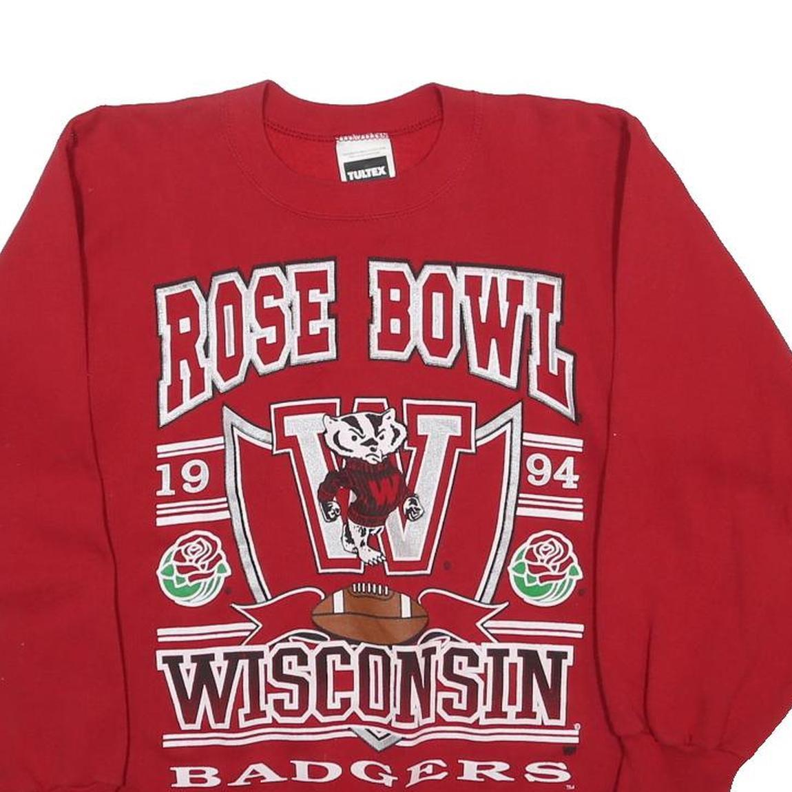 TULTEX Womens Red Rose Bowl Wisconsin Crew Neck M Retro Graphic Sweatshirt
