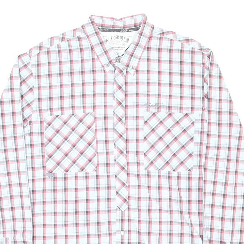 HILFIGER DENIM Womens Red & White Check Shirt 2XL Button Down Casual Cotton