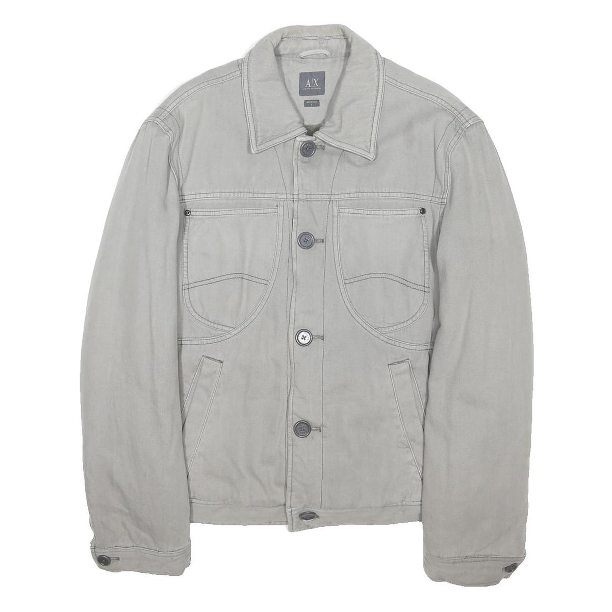 ARMANI EXCHANGE Mens Grey Cotton Blend Button Jacket L Casual Lightweight