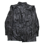 Mens Jacket Black Leather Faux Leather L