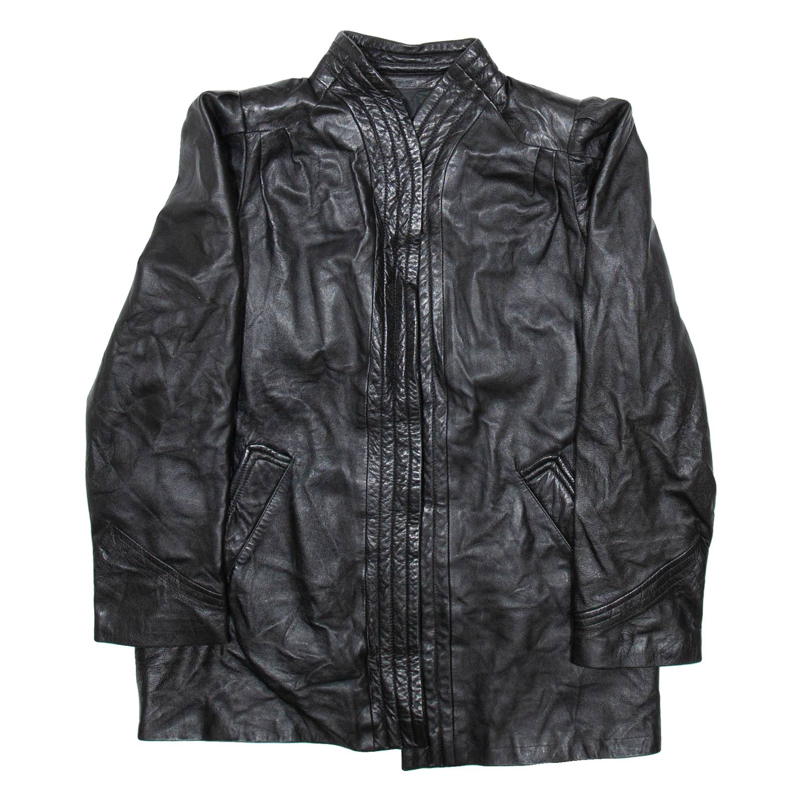 Mens Jacket Black Leather Faux Leather L