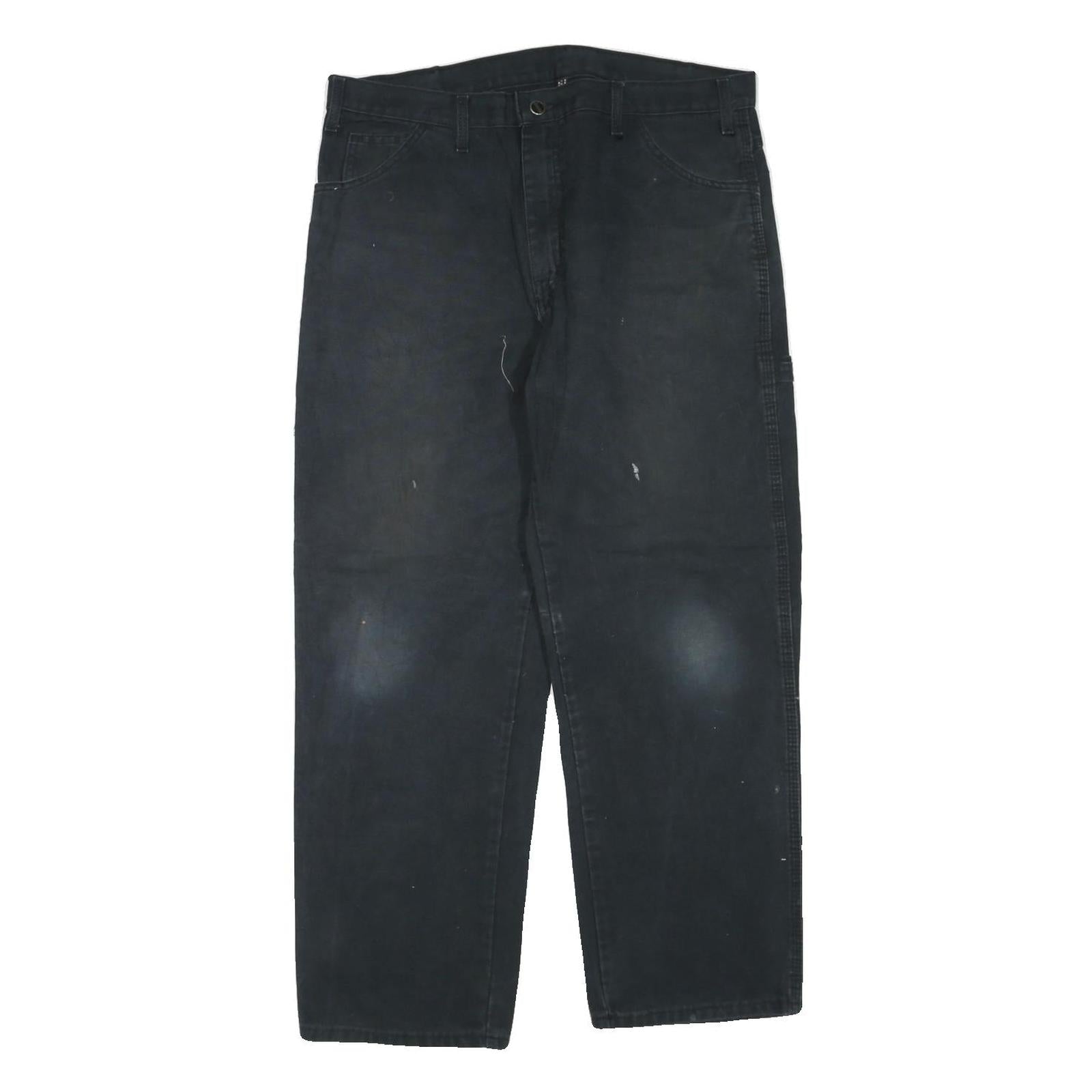 DICKIES Mens Black Regular Fit Straight Denim Jeans W36 L28 Workwear Durable