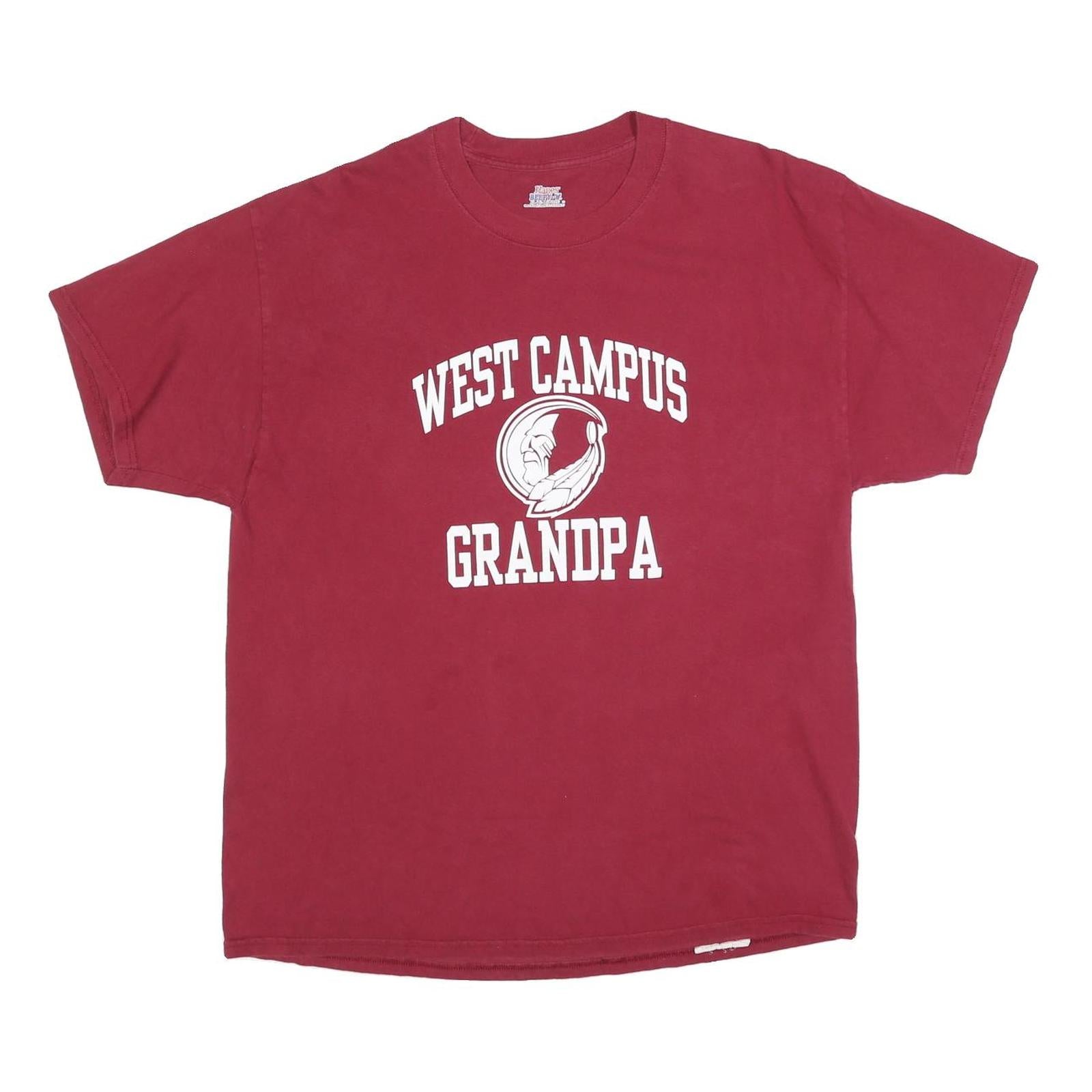 HANES Mens Maroon West Campus Grandpa Graphic T-Shirt XL Short Sleeve Crew Neck
