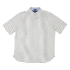 TOMMY HILFIGER Mens White & Brown Patterned Shirt L Button Down Cotton Blend