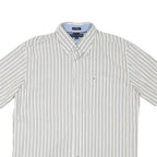 TOMMY HILFIGER Mens White & Brown Patterned Shirt L Button Down Cotton Blend