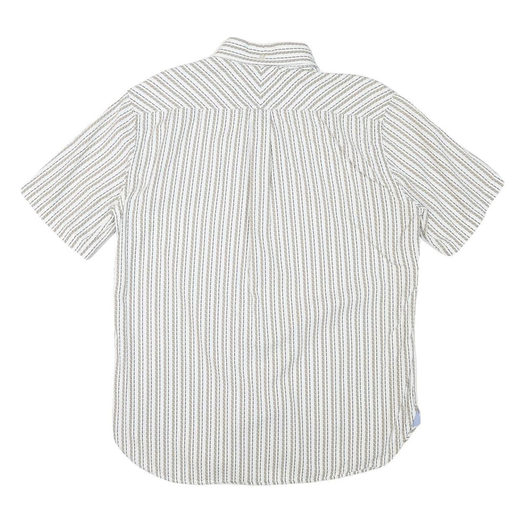 TOMMY HILFIGER Mens White & Brown Patterned Shirt L Button Down Cotton Blend