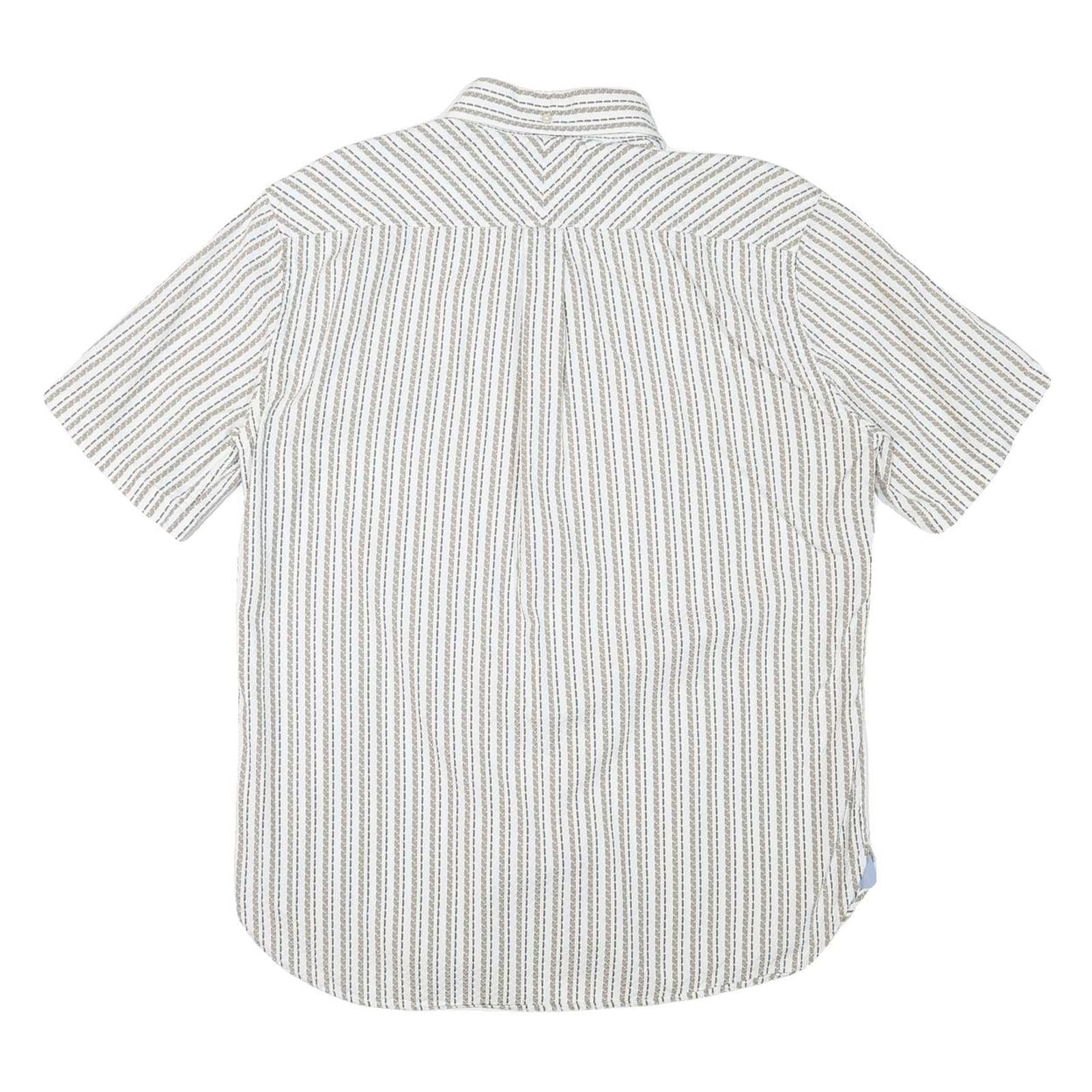 TOMMY HILFIGER Mens White & Brown Patterned Shirt L Button Down Cotton Blend