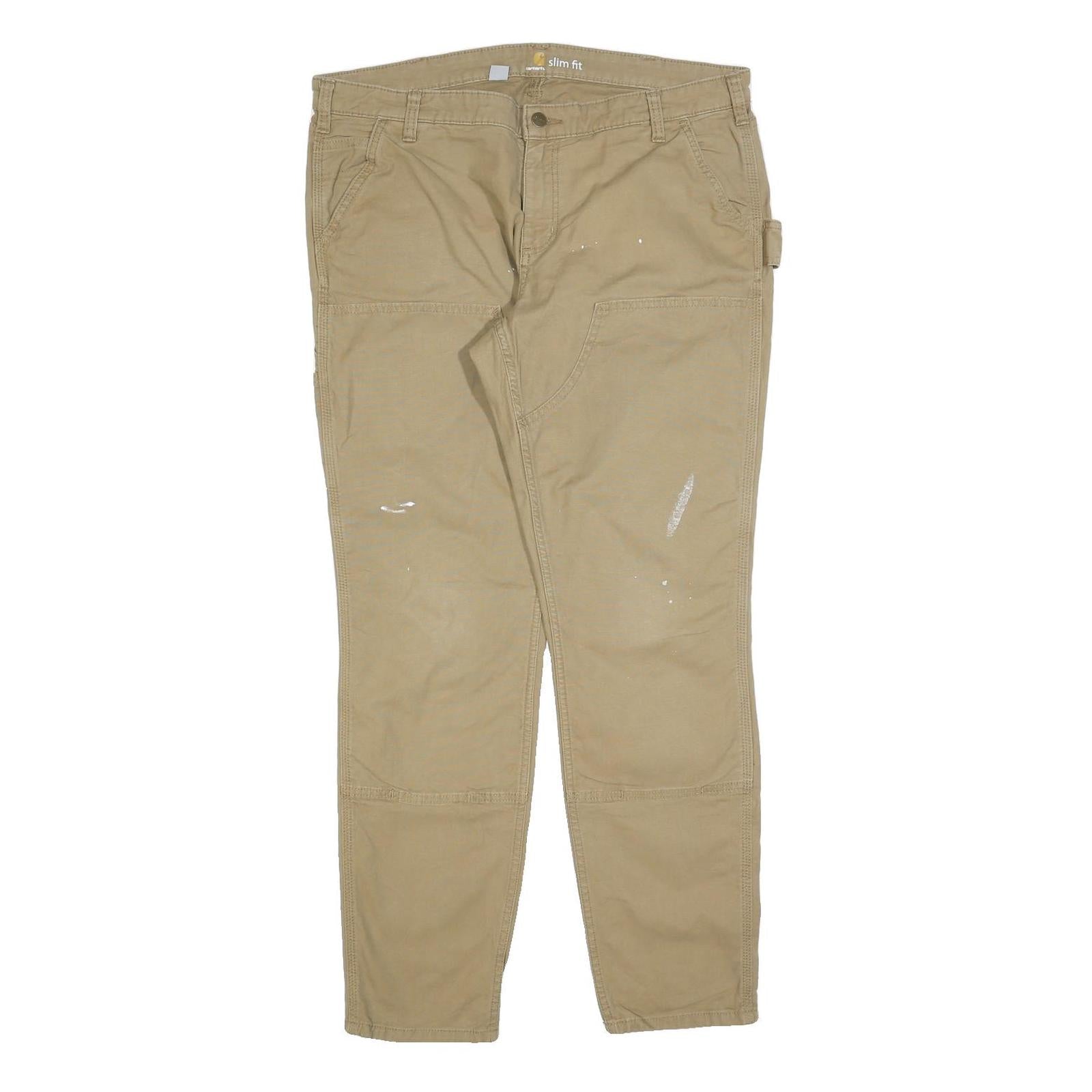 CARHARTT Womens Slim Fit Beige Cotton Blend Trousers W38 L32 Utility Workwear