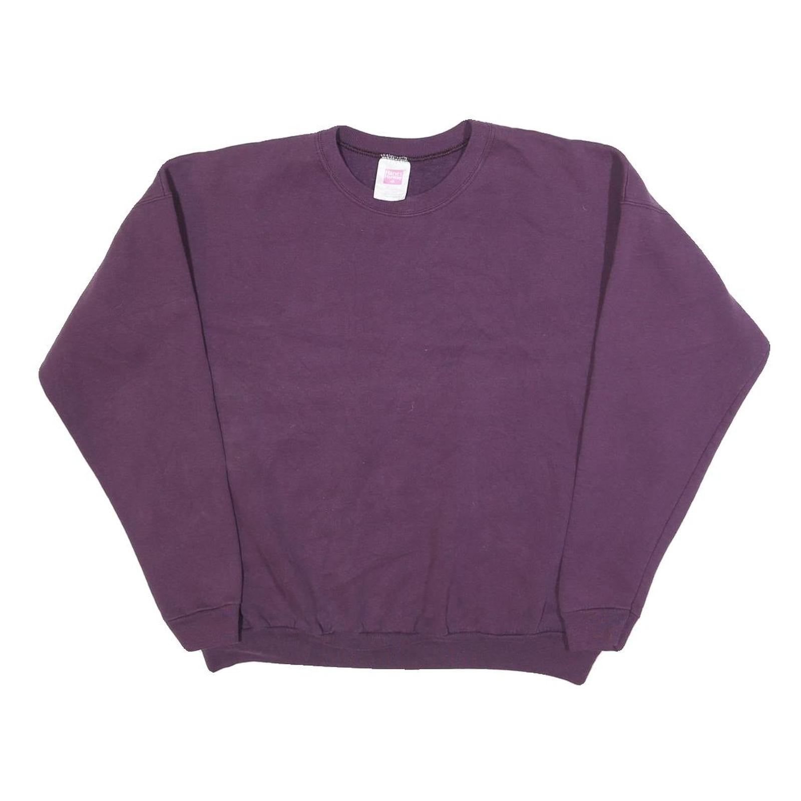 HANES Womens Purple Crew Neck L Cotton Blend Sweatshirt Pullover Casual