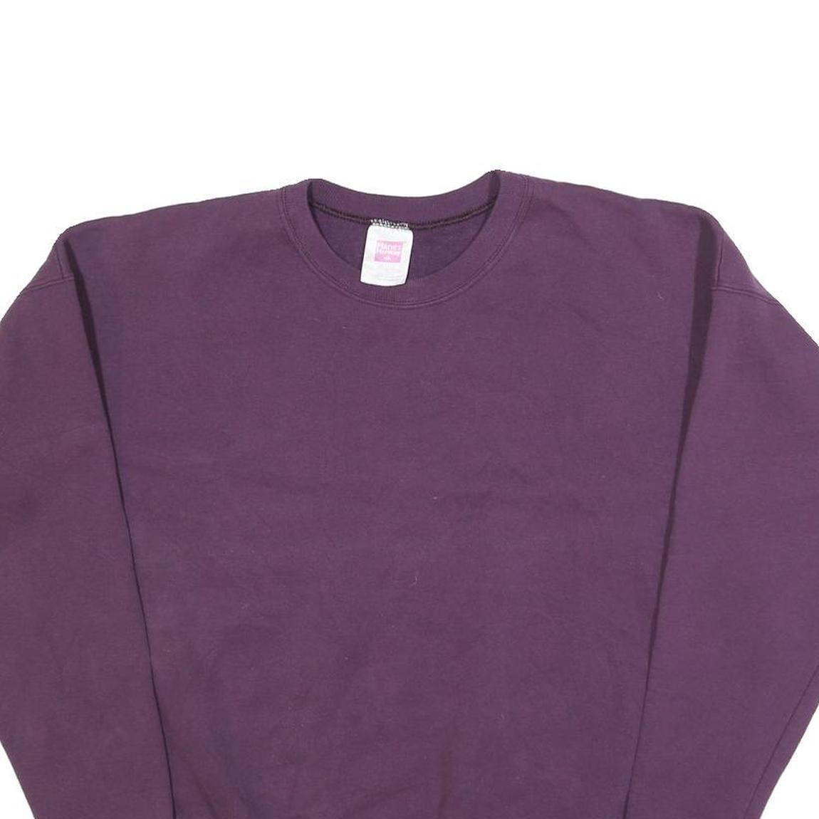 HANES Womens Purple Crew Neck L Cotton Blend Sweatshirt Pullover Casual