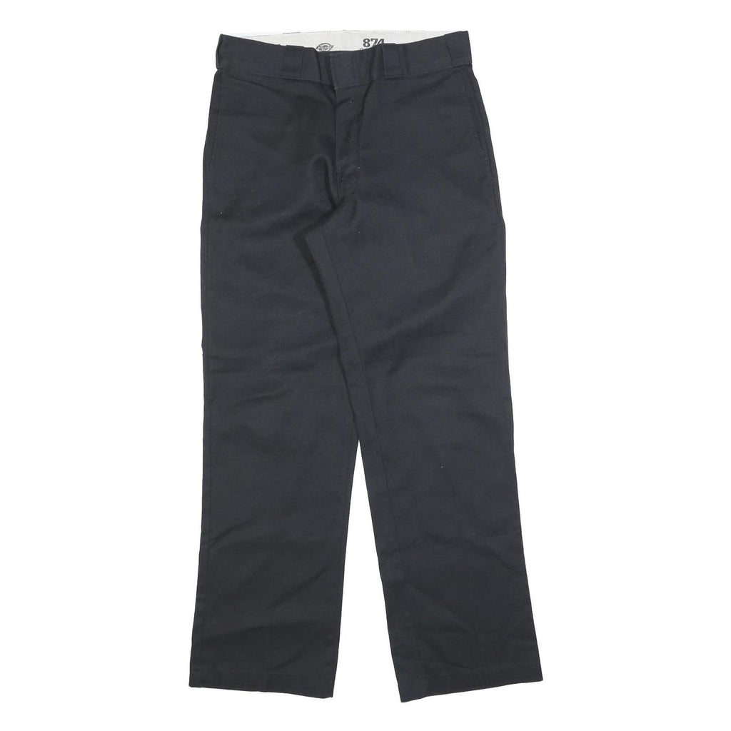 DICKIES Mens Regular Black Cotton Blend Trousers W31 L30 Zip Closure Classic Fit