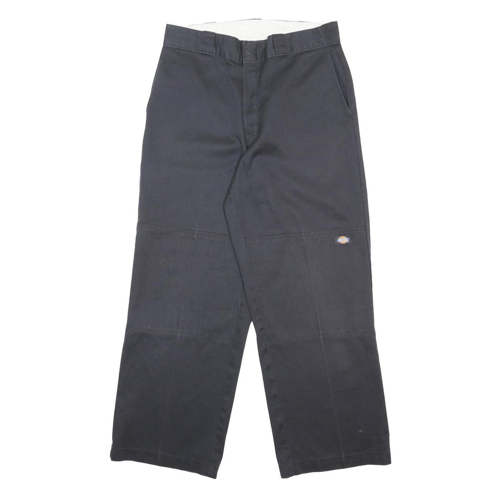 DICKIES Mens Cotton Blend Black Relaxed Straight Trousers W32 L30 Workwear