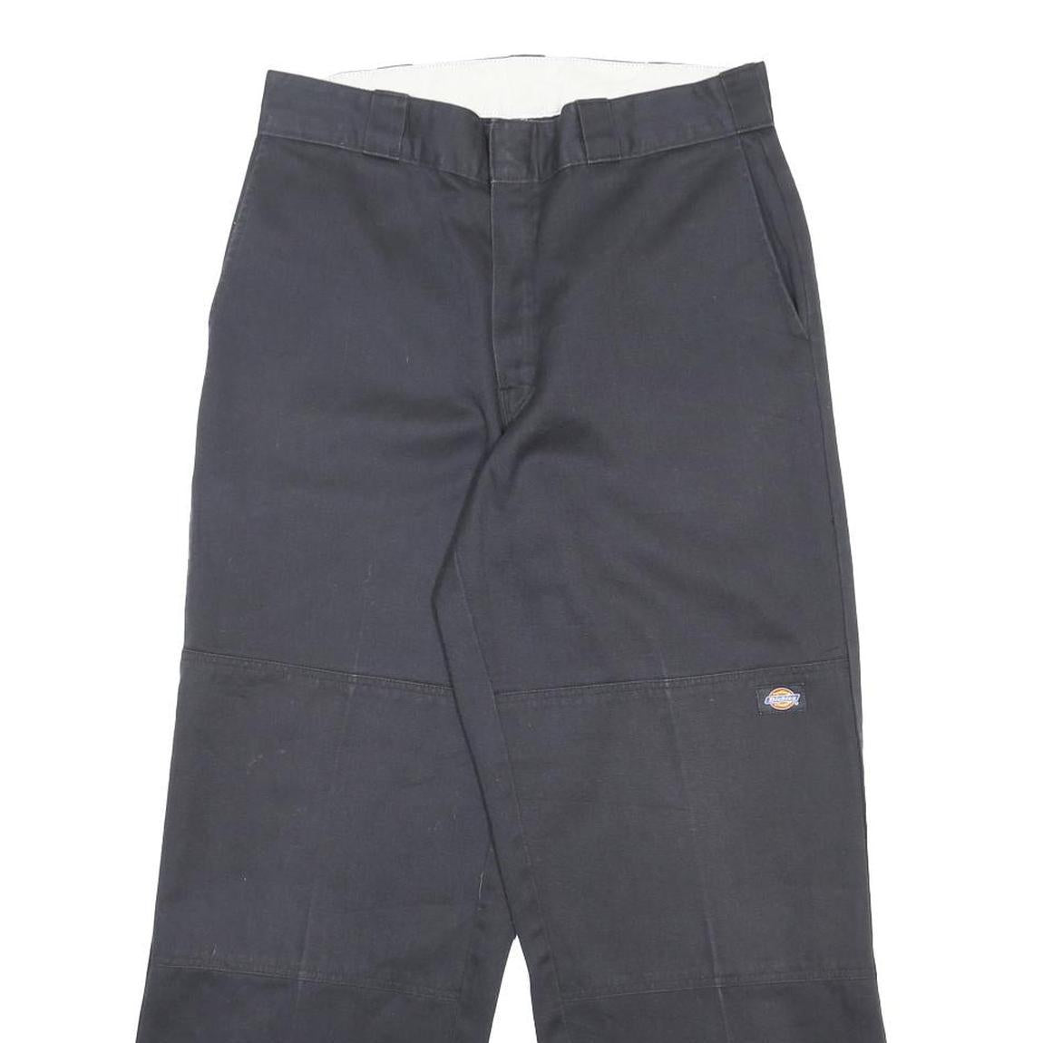 DICKIES Mens Cotton Blend Black Relaxed Straight Trousers W32 L30 Workwear