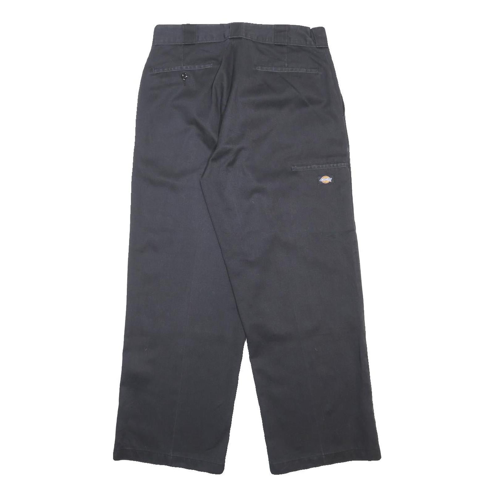 DICKIES Mens Cotton Blend Black Relaxed Straight Trousers W32 L30 Workwear