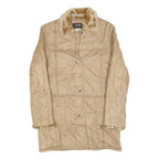 NUAGE Womens Beige Button Jacket S Polyester Faux Fur Collar Pockets Classic