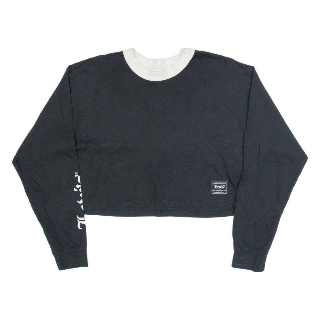 LEVI'S Oversized Cropped Womens T-Shirt Black Long Sleeve XS